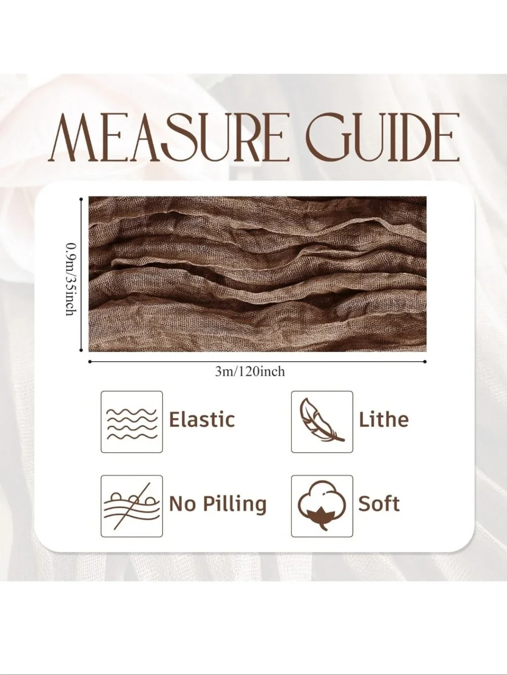 Cheesecloth Table Runner Brown 10FT Boho Gauze Runner, 120 Inch